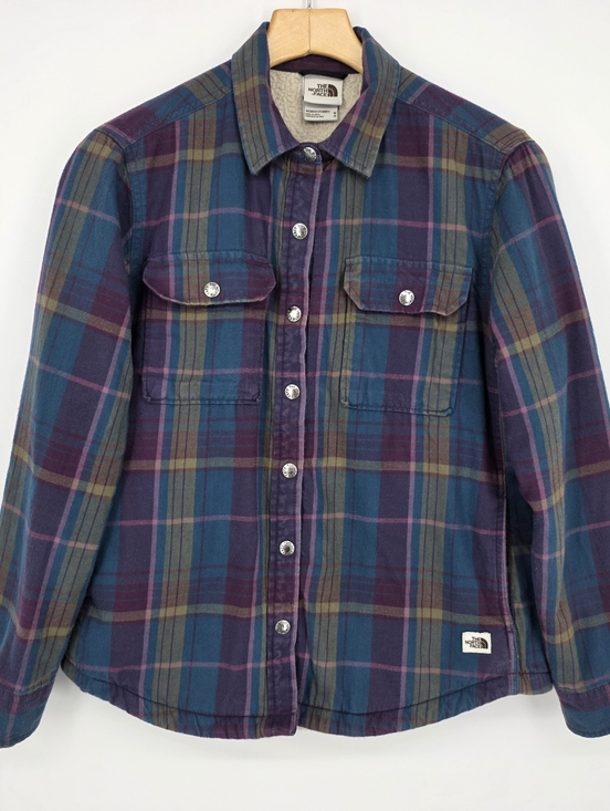 The North Face Jackets & Blazers - The North Face Women's Plaid Sherpa-Lined Shirt Jacket Size M Purple, Blue.